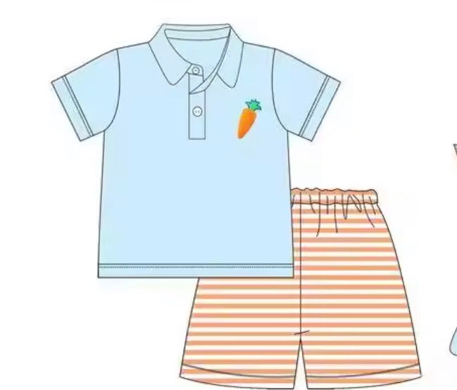 PREORDER Boys Stripe Carrot Shorts and Tee