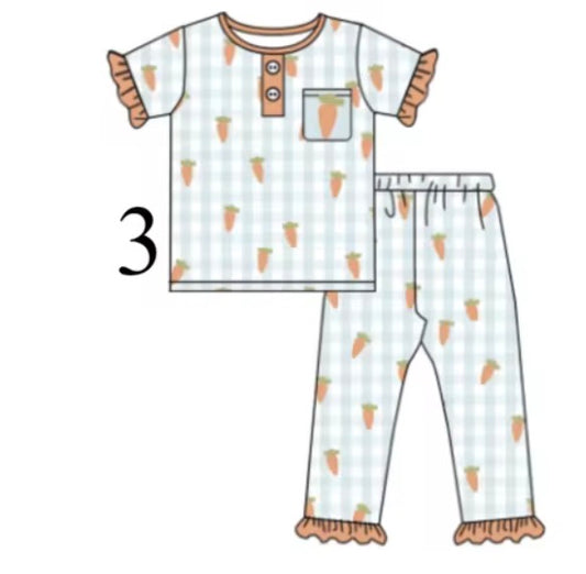 (PREORDER Girls Gingham Carrot PJs